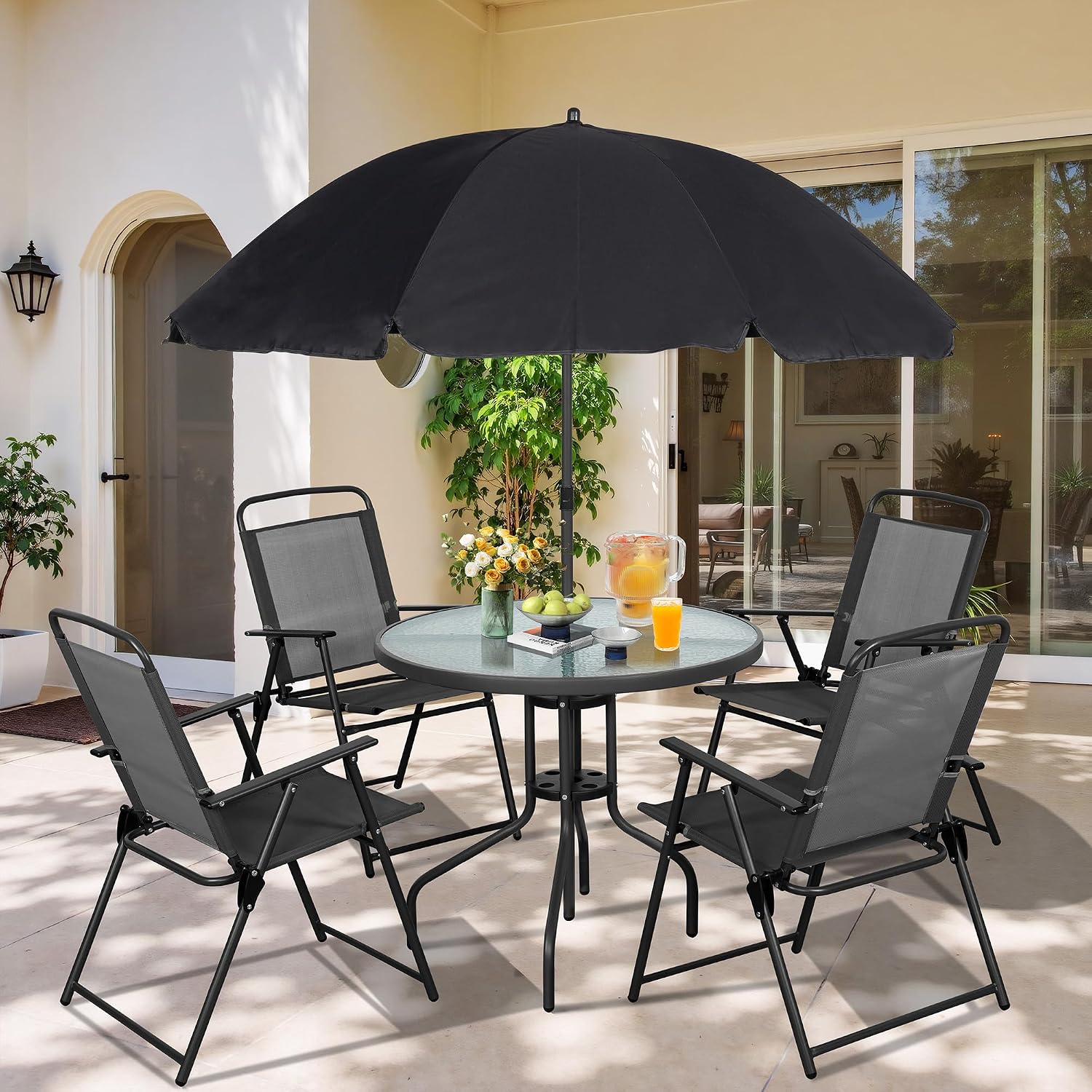 Outdoor Furniture Sunbrella - Металлический обеденный набор для патио: складные