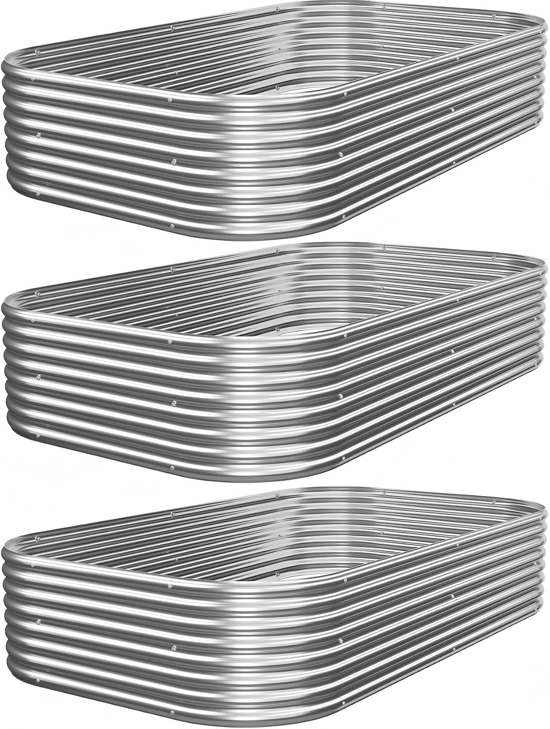 Planter Raised Metal - Набор из 3 оцинкованных приподнятых грядок,