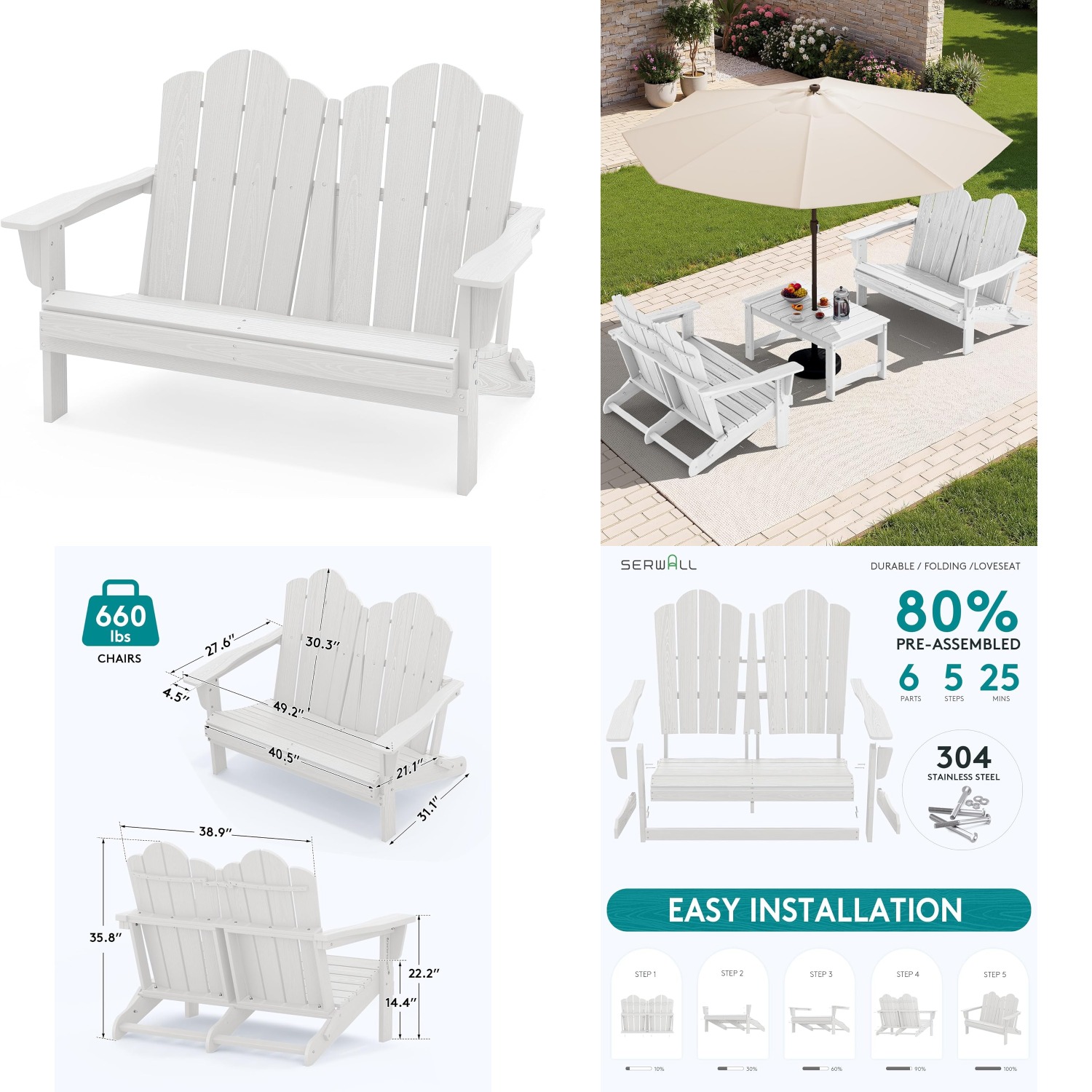 Складной двухместный диван Adi – обзор и цена Outdoor Furniture Hdpe
