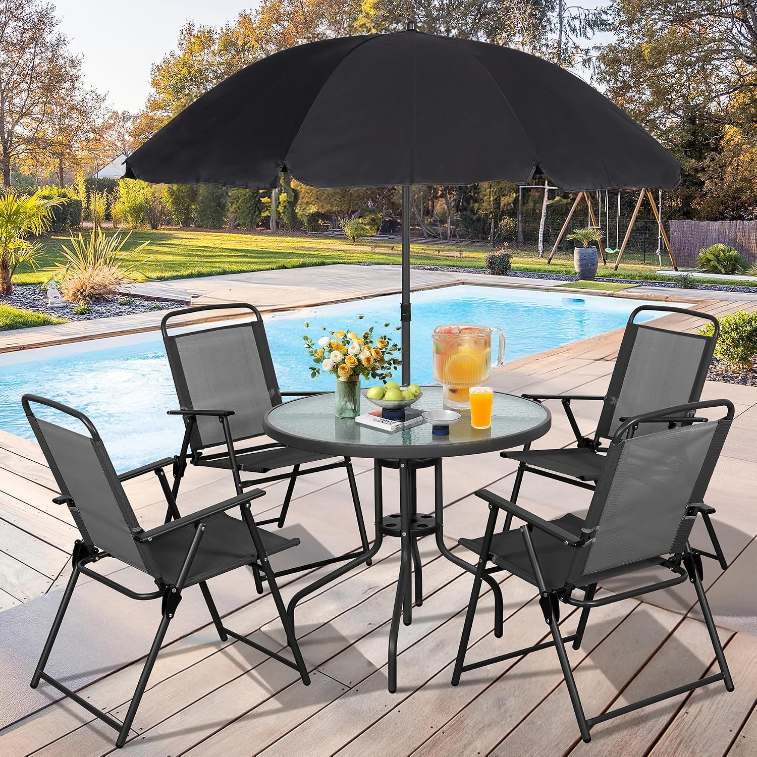 Металлический обеденный набор  – обзор и цена Outdoor Furniture Sunbrella