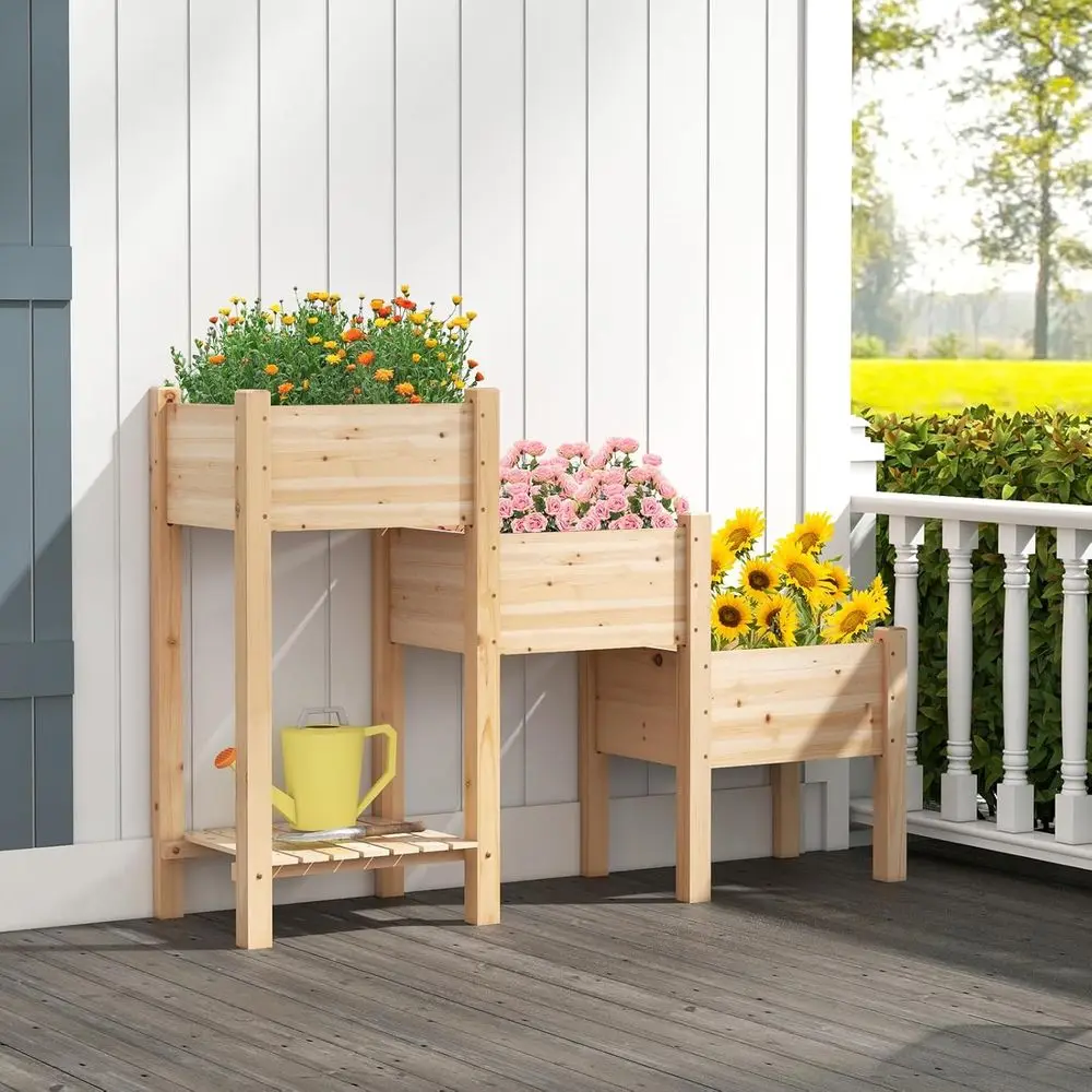 Трехуровневая деревянная грядк – обзор и цена Garden Storage Box
