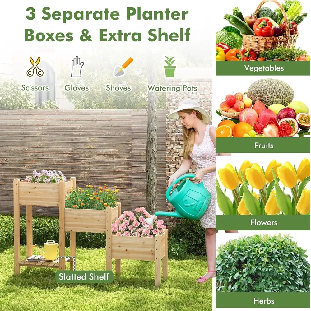 Трехуровневая деревянная грядк – обзор и цена Garden Storage Box